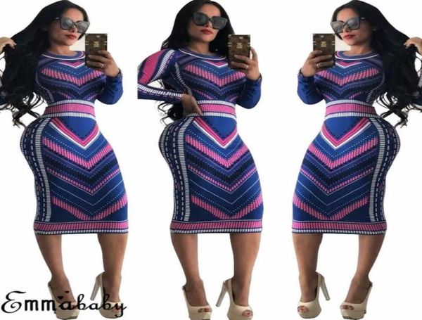 

designer women casual oneck print long sleeve bodycon party long dress ladies striped clubwear dresses8632396, Black;gray