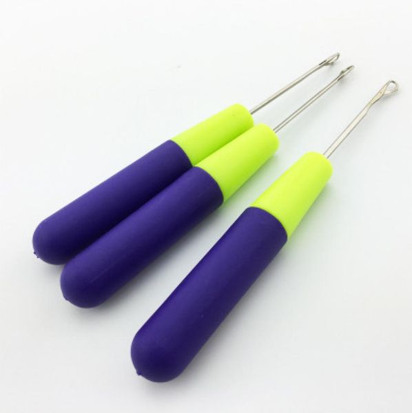 

10pcslot plastic crochet braid needle use for human hair extension tools wig hook needle threader knitting crochet needle1920663, Silver