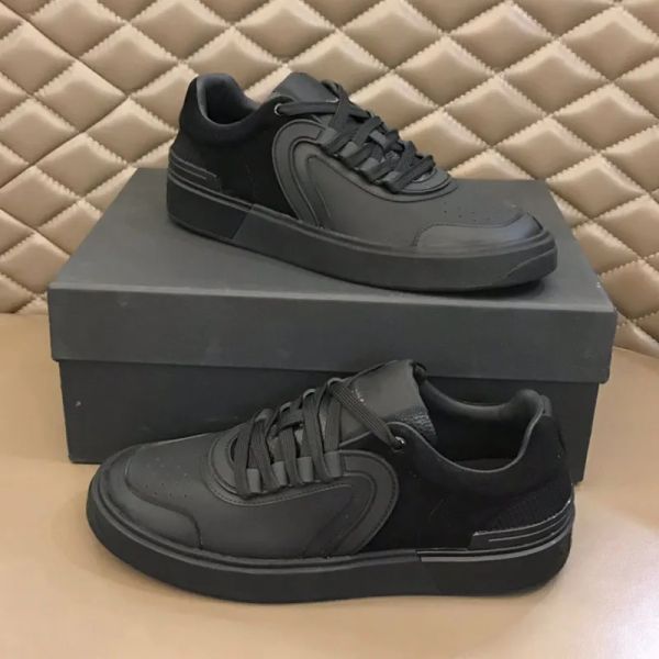 

casual shoes new mens sports contrast panel design fashion trend comfortable soft sheepskin men runer sneakers, Black