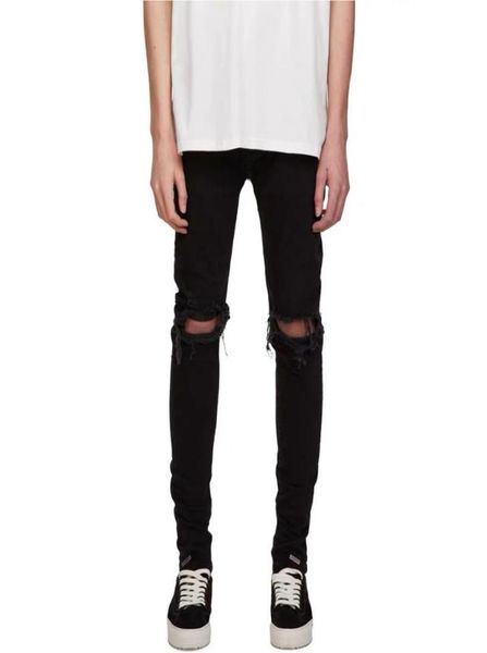 

20ss skinny slimfit stretch denim trousers hole pencil pants ripped denim jeans washed fashion casual high street denim pants4968842, Blue