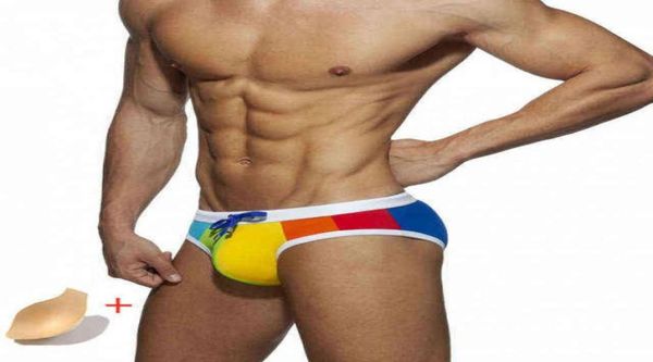 

men039s swimwear fashion rainbow men bikini man swimsuits mens swim briefs push up pad swimming trunks shorts beach bath s1272642130