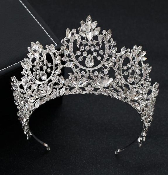 

kmvexo new vintage luxury big european bride wedding tiaras gorgeous crystal large round queen crown wedding hair accessories cj194469071, White;golden