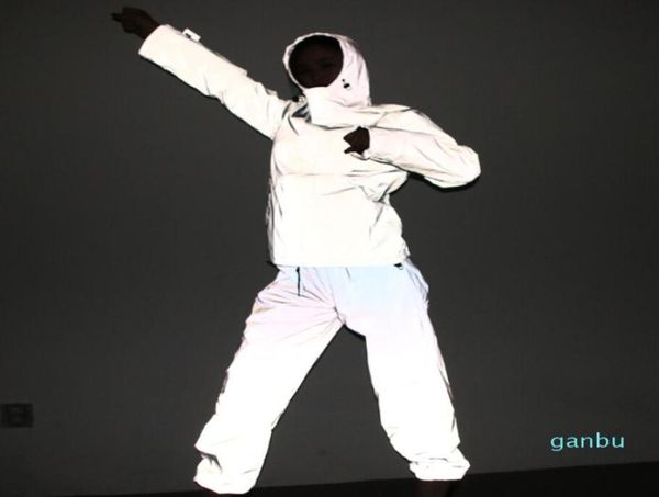 

drop shipper joggers men039s reflective pants men hip hop women dance dancing night light shiny blink long pants87647329364401, Black