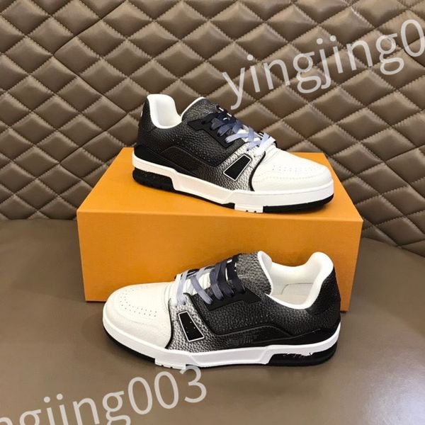 

2023 new sneakers designer calfskin casual shoes reflective shoes vintage leather trainers all-match stylist sneaker leisure shoe rd220631, Black