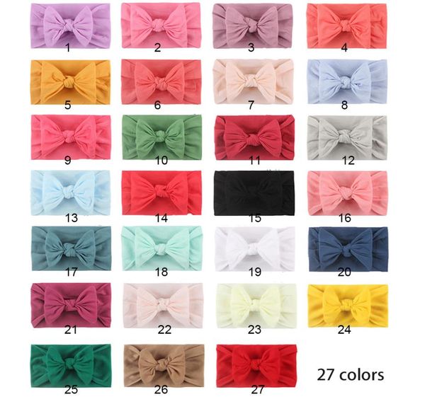 

new baby hairband girls turban kids headbands bow knot headbands soft fashion headwraps nylon hair accessories sea5595541, Slivery;white