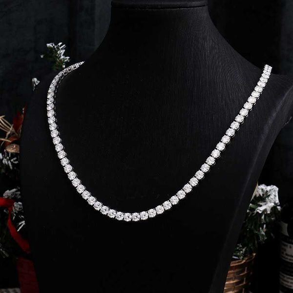 

hiphop miami man/women round brilliant cut 0.3ct to 0.4ct lab grown diamond tennis necklace18inches 20inches 24inches, Silver