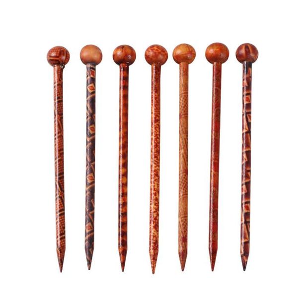 

phenovo 12pcs printed pattern wooden hair stick women hair pin wood vintage for wedding prom bridal accessories 13cm7966779, Golden;white