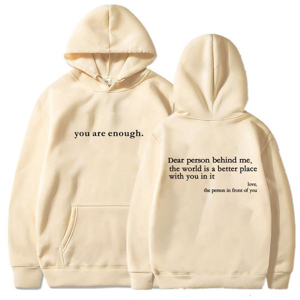 

women's hoodies sweatshirt cotton hoodie with pocket dear person behind me pullover vintage with words on back trendy men 230804, Black