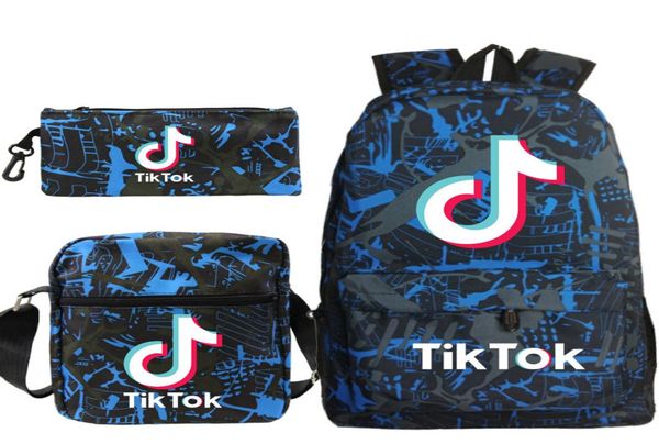 

3piece suit tik tok backpack student school bag small shoulder bag pencil case threepiece set2324683