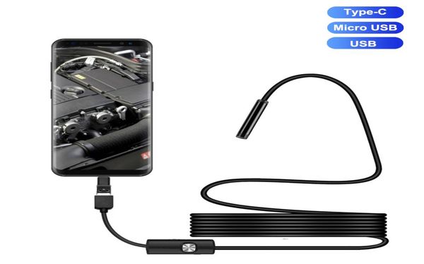 

7mm endoscope camera typec android borescope inspection camera waterproof for smartphone adjustable leds hard cable cam9481501