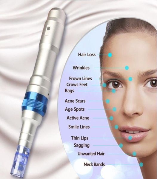 

whole ultima a6 wireless rechargeable derma dr pen auto electric micro needle cartridges dermapen skin care face lifting4018053