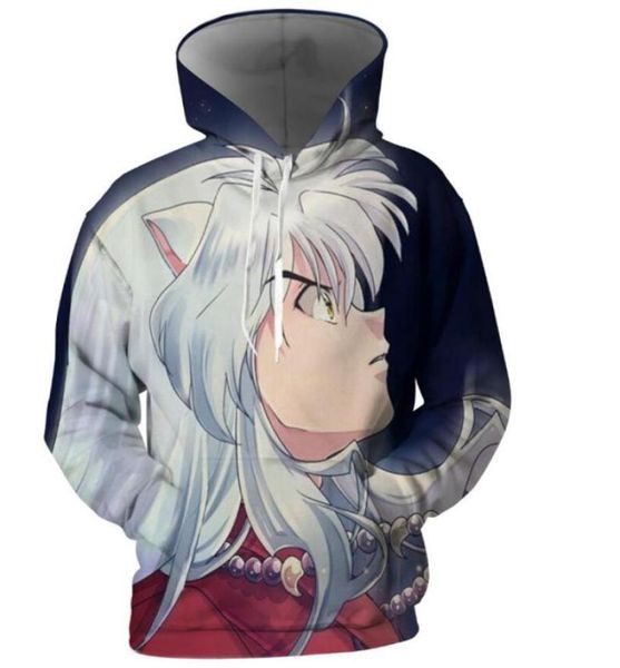 

inuyasha anime hoodies 3d print sweatshirts new design hooded pullovers japan cartoon spring autum thin coats boys gifts96937219351959, Black