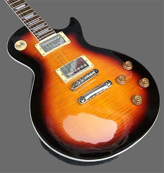 

sun color tiger veneer electric guitar, mahogany standard guita with h closed pickup