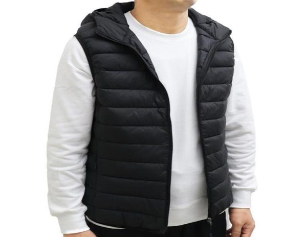 

fashion mens vests winter outerwear light weight male coats warm windproof overcoat outdoor casual winters hooded coa1226334, Black;white