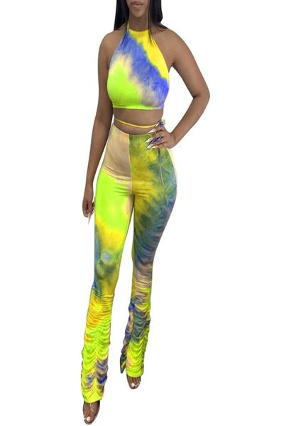 

two piece set women crop and bodycon stacked pants leggings matching sets club summer clothes for women 2 piece set2028986, White