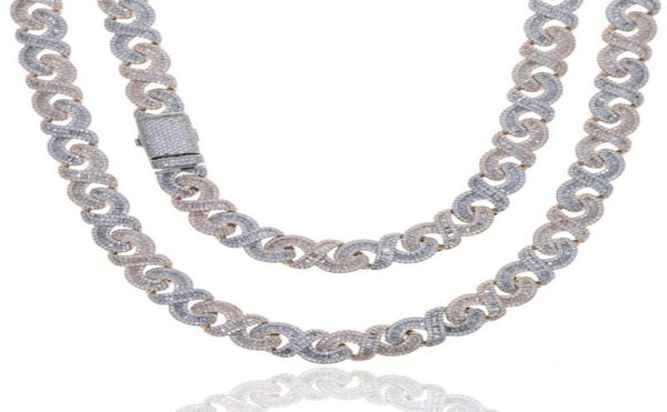 

chokers 5a cubic zirconia iced out bling hip hop men boy jewelry two tone rose gold color rectangle cz infinity cuban necklace5635007, Golden;silver