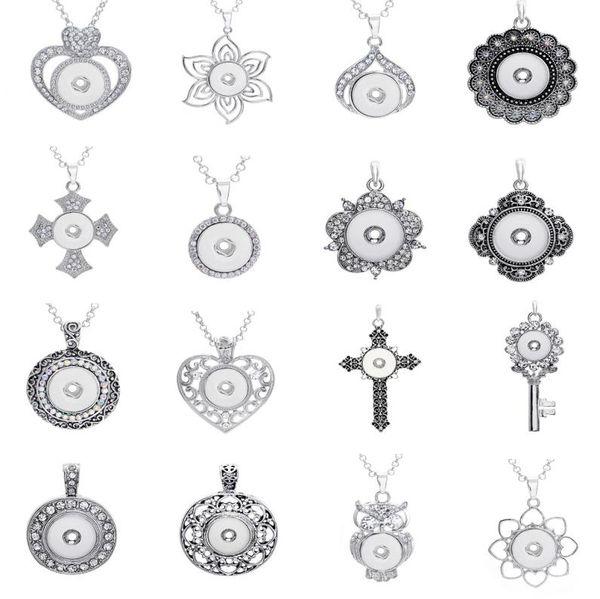 

new 10 pieces women039s mix styles vintage 18mm ginger snap chunk charm buttons pendant necklaces sweater chain whole lot1412872, Silver