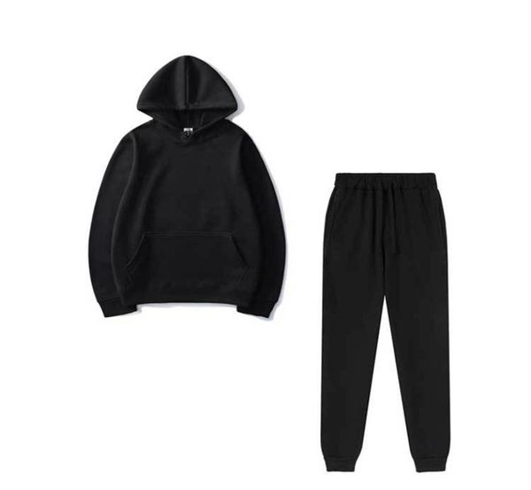 

autumn winter trendy hoodies sets menwomen casual comfortable solid color hooded sweatshirtsweatpants new hip hop hoodie sets y03288309, Gray