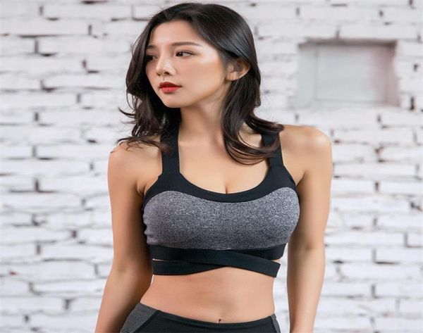 

women yoga sport mesh bra women shockproof cross strap sports bras breathable athletic fitness running gym vest sports9206664, White;black