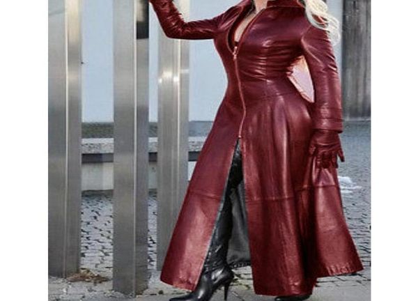 

women039s leather faux wepbel women black clothing stand collar pu coat jacket long maxi plus size trench9779705