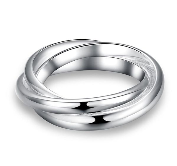 

whole 925 sterling silver plated fashion threecircles ring jewelry lknspcr1674579452, Golden;silver