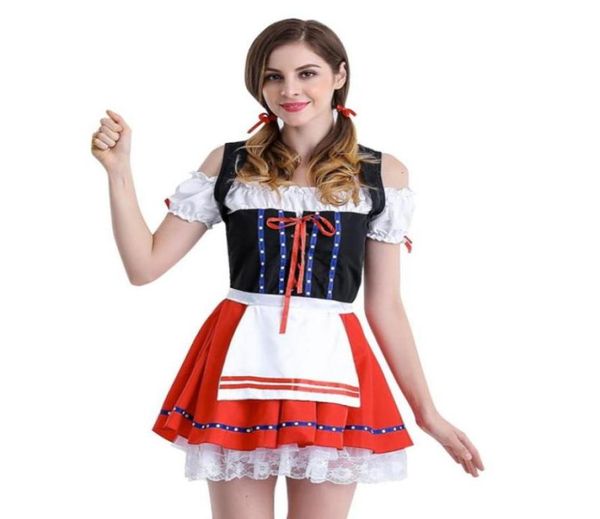 

chamsgend womans women039s red lace oktoberfest costume bavarian beer girl drindl cosplay dress woman dress 2018 c308295500596, Black;gray