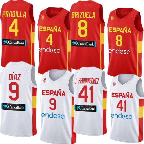 

2023 spain basketball jerseys 4 eric vila 9 alberto diaz 8 dario brizuela 21 alex abrines 4 pau gasol 14 w.geuer 41 juancho hernangomez 5 ru, Black;red