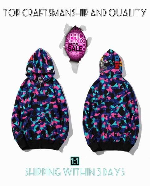 

craftsmanship mens designer apes hoodies men women tiger full zip hoodie jacket color grid harajuku sweatshirt fashion c7657461, Black