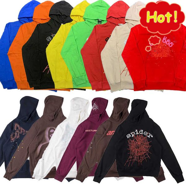 

spider hoodies designer mens pullover red sp5der young thug 555555 angel hoodies men womens hoodie embroidered spider web sweatshirt size s/, Black