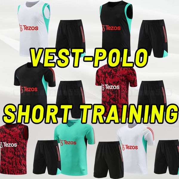 

vest polo 23 24 man utd soccer tracksuits rashford b.fernandes sancho r.varane maguire cavani shaw manchester full set tracksuit pants vest, Black