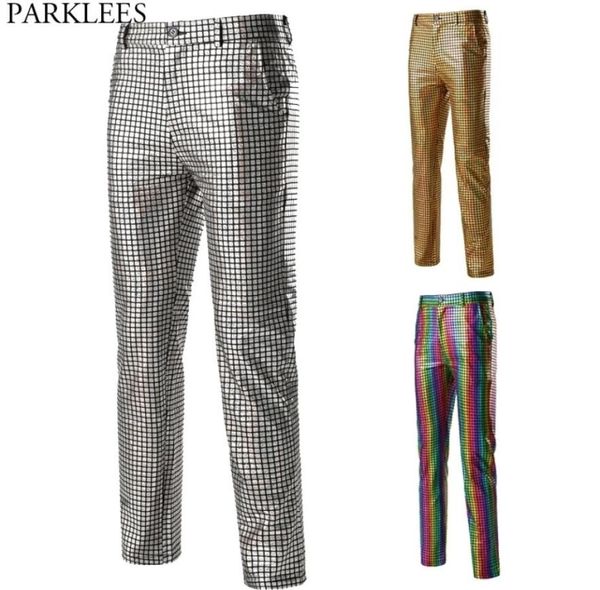 

mens dancer stage pants gold silver rainbow plaid sequin trousers men disco festival christmas party prom pantalones hombre 3xl 213085843, Black