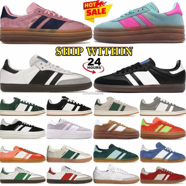 

designer casual shoes gazelle bold indoor campus 00s suede low leather trainers og cloud white black gum pink glow dark green luxury mens wo