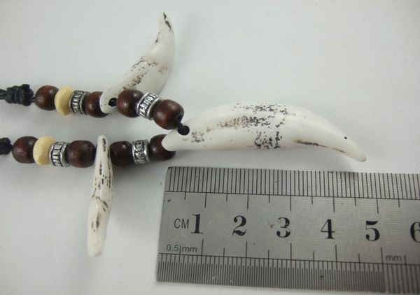 

10pcs imitation white wolf tooth adjustable resin pendant necklace2840353, Silver