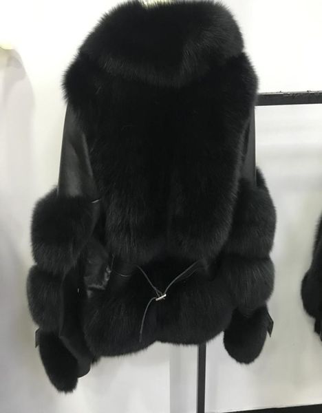 

real fur coats genuine leather jacket sheepskin real fur overcoat woman winter warm natural coat women new fashion3905893, Black