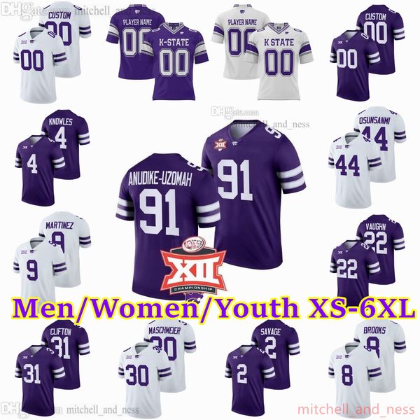 

custom xs-6xl ncaa kansas state wildcats football jersey 4 malik knowles 18 will howard 85 kade warner 31 jake clifton 2 savage 27 jordy nel, Black