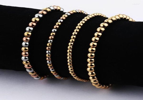 

strand diyalo female stainless steel ball beads bracelets gold silver color cuff women statement jewelry pulsera wristband3538226, Black