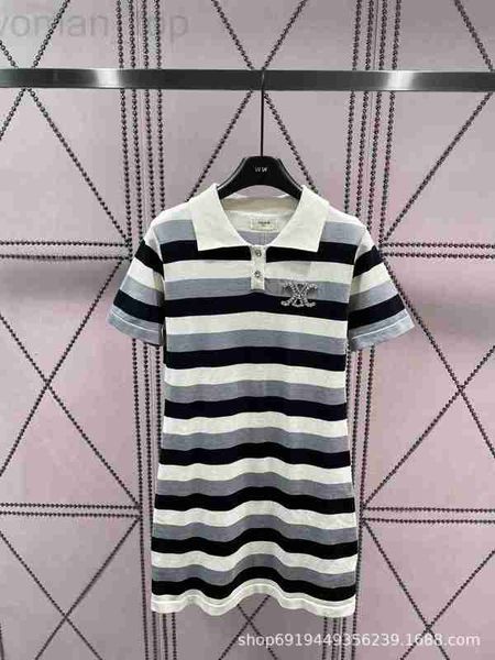 

women's t-shirt designer ce home 23 early autumn new stripe contrast polo neck knitted simple, stylish, and versatile a6ny, White