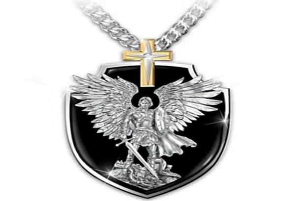 

pendant necklaces gothic knight shield necklace 2021 punk metal men039s chocker with letters in retro jewelry party gifts9349367, Silver