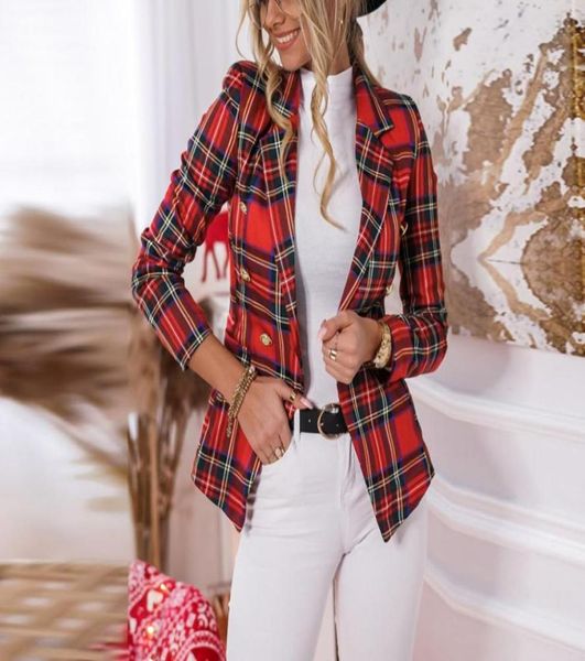 

women039s suits blazers 2021 women and jackets check casual small suit jacket temperament autumn winter female blazer slim sh6584484, White;black