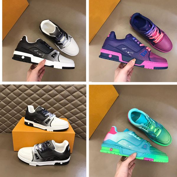 

europe paris shoes mens trainer since designer shoes gradient leather brand printing new arrive color match casual sneaker size 38-46, Black