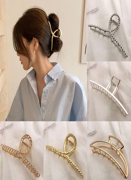 

simple metal hollow out geometric hair claw ladies elegant hair accessories cross crab bath clip for women fashion girl headwear3314763