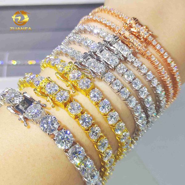 

trendy bracelets pass diamond tester 925 silver moissanite tennis chain hip hop diamond tennis bracelet men and women