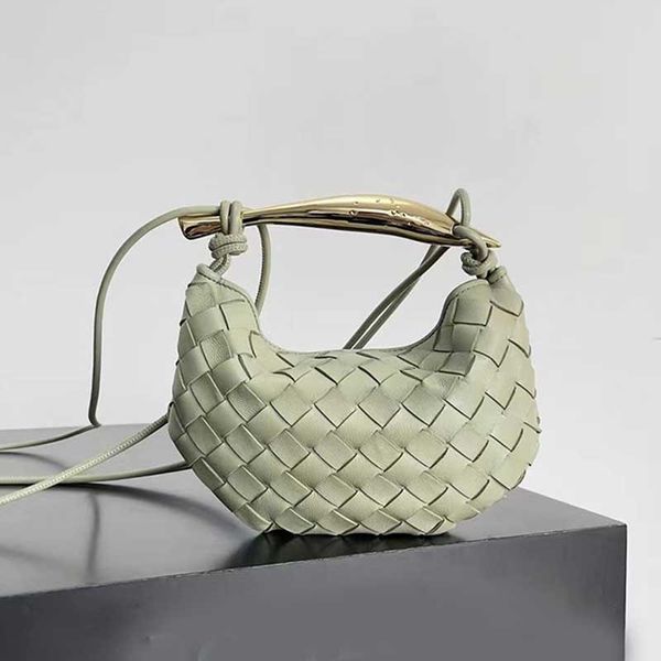 

9a designer totes bag clutch knitting handbags leather purse women shoulder half moon shark handle wallet fashion green plated patchwork cos