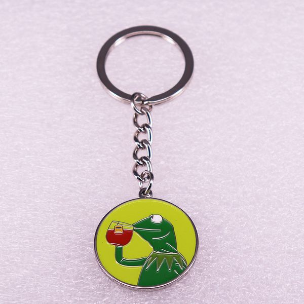 

anime frog drip oil metal ball bell keychain key ring accesssory, Blue