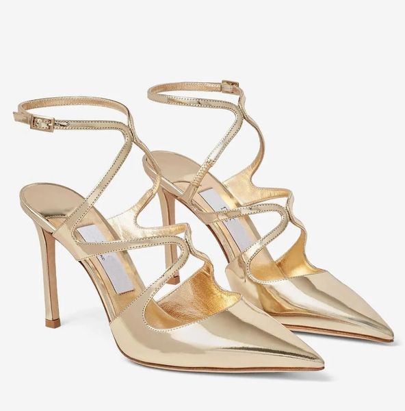 

perfect party-ready design azia sandals shoes women lady pointed toe pumps curved straps party wedding dress sandalias high heels black nude