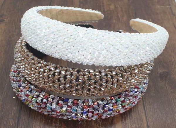 

hair clips barrettes handmade baroque women accessories beads headbands full caystal padded hairhoop bridal tiara w8243810, Golden;silver