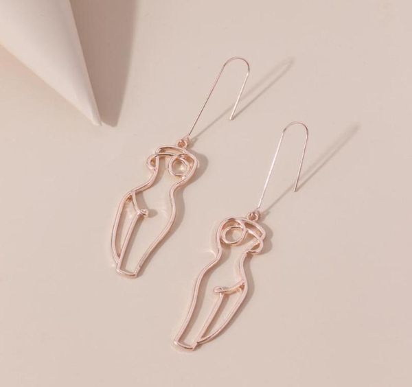 

new fashion human body abstract dangle earrings for women retro alloy hollow long earring party jewelry accessories gifts8254672, Silver