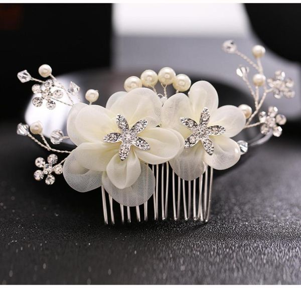 

bridal wedding hair combs for bride pearls crystal bridal hair bands party bridal headpieces silk flowers headdress hair jewelry a9803216, Silver