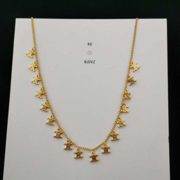 

cel style 22 new arc de triomphe pendant tassel necklace womanly copper plated 24k thick gold floating sign collarbone chain, Silver