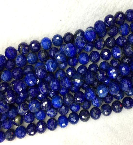 

genuine natural dark blue lapis lazuli faceted round loose beads diy necklace or bracelets 155quot 059005772405, Black